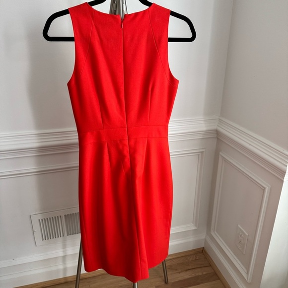 J. Crew Elegant Career Cocktail Red Sleeveless Midi Crepe Dress 100% Wool size 2 - Picture 2 of 8
